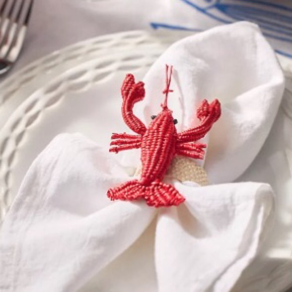 Anthropologie Lobster Handwoven Napkin Rings, Set of 4, NWT RARE - Picture 3 of 7